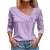 Women's Long Sleeve T-Shirt Asymmetrical V Neck Button Detail Hollow Out Texture Casual Commuter Daily Wear Solid Color Top