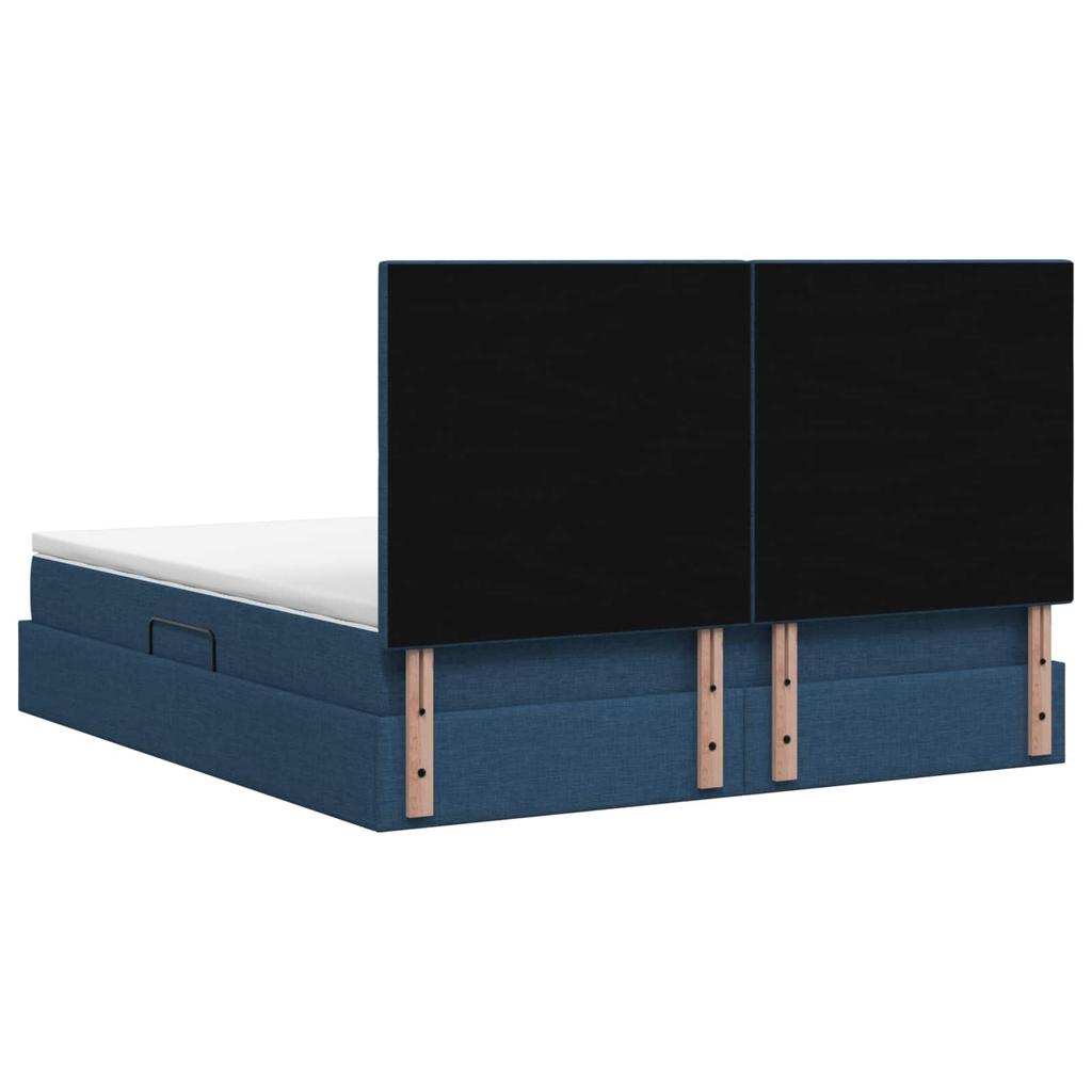 Storage Bed with Mattress Blue 180 X 200 Cm Fabric