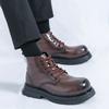 Men Business Ankle Boots Black Brown Lacquer Thick Bottom Waterproof Boots Lace Up Business Chelsea Boots Size 38-45