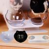 Double Cat Feeding Bowl PC Plastic Cat Shape 2 Cat Feeder Container 15 Degree Tilted Pet Inclination Stand Cats Feeding Bowl