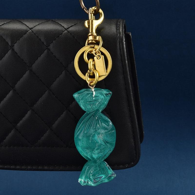 7 Colors Sweet Bag Hanger Resin Candy Metal Keychain Luxury Pendant Bag Charms Women Fashion Handbag Decoration