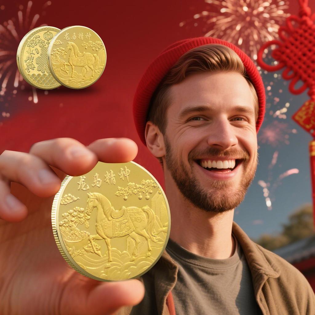 2026 Horse Year Commemorative Coin Ornament Alloy Traditional Success Collectibles Gold Horse Coin Commemorative Coin