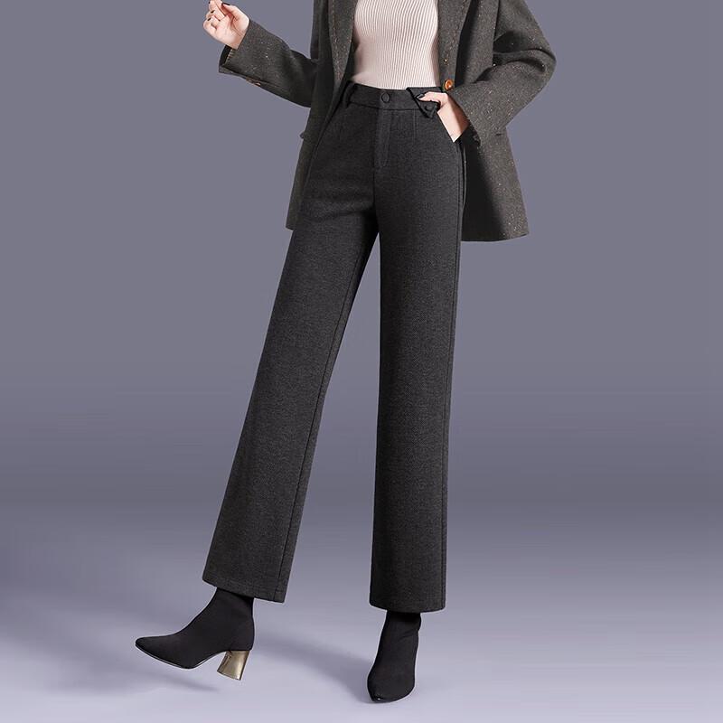 Women's Professional Straight-Leg Wool Blend Trousers