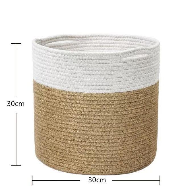 Handmade Cotton Rope Storage Basket, Nordic Style, Multi-Size & Color Options for Home & Living Room.