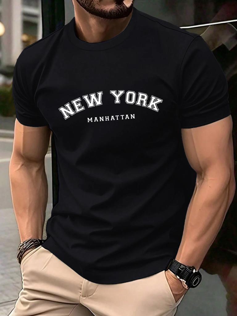 New York Manhattan Print TShirt For Men Cotton Casual T Shirts Fashion Loose Sportswear Unisex ONeck Summer Soft Clothes