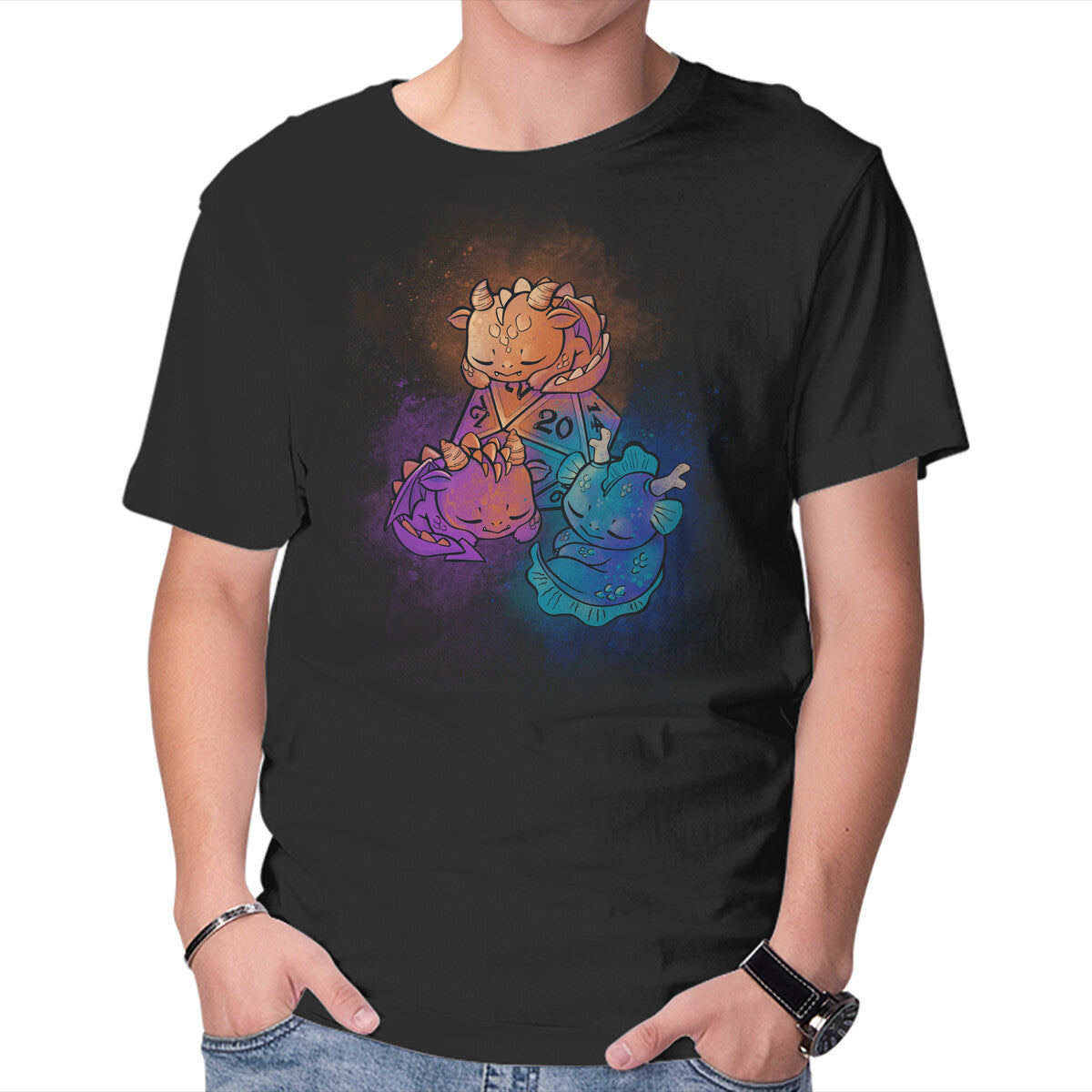 Unisex Crew Neck T-Shirt D20 Sleeping Dragons! Graphic Short Sleeve Casual Tee M