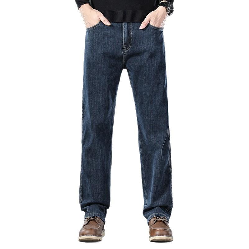 New Stretch Jeans Men's Spring and Autumn Loose Straight-leg Pants Summer Casual Large Size Middle-aged and Young Men's Trousers