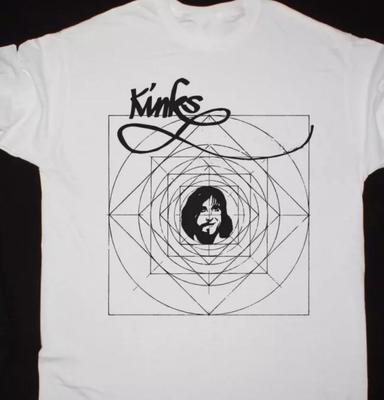 T-shirt Base Bianca a Maniche Corte The Kinks Band Cotone Taglia Unica
