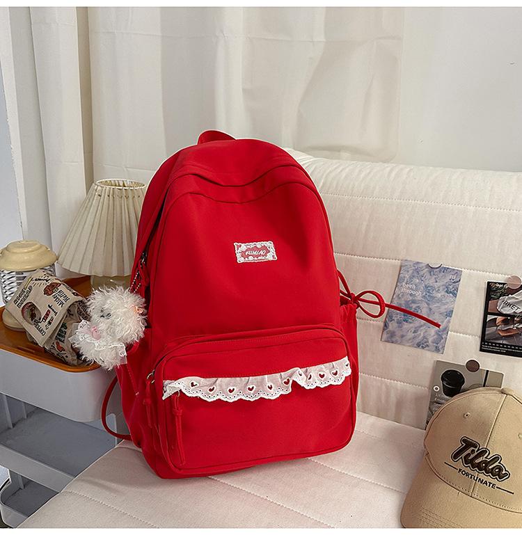 Schoolbag New Korean Version High Value Japanese Girl Backpack Lace Lace Large Capacity Schoolbag Cute Student Backpack