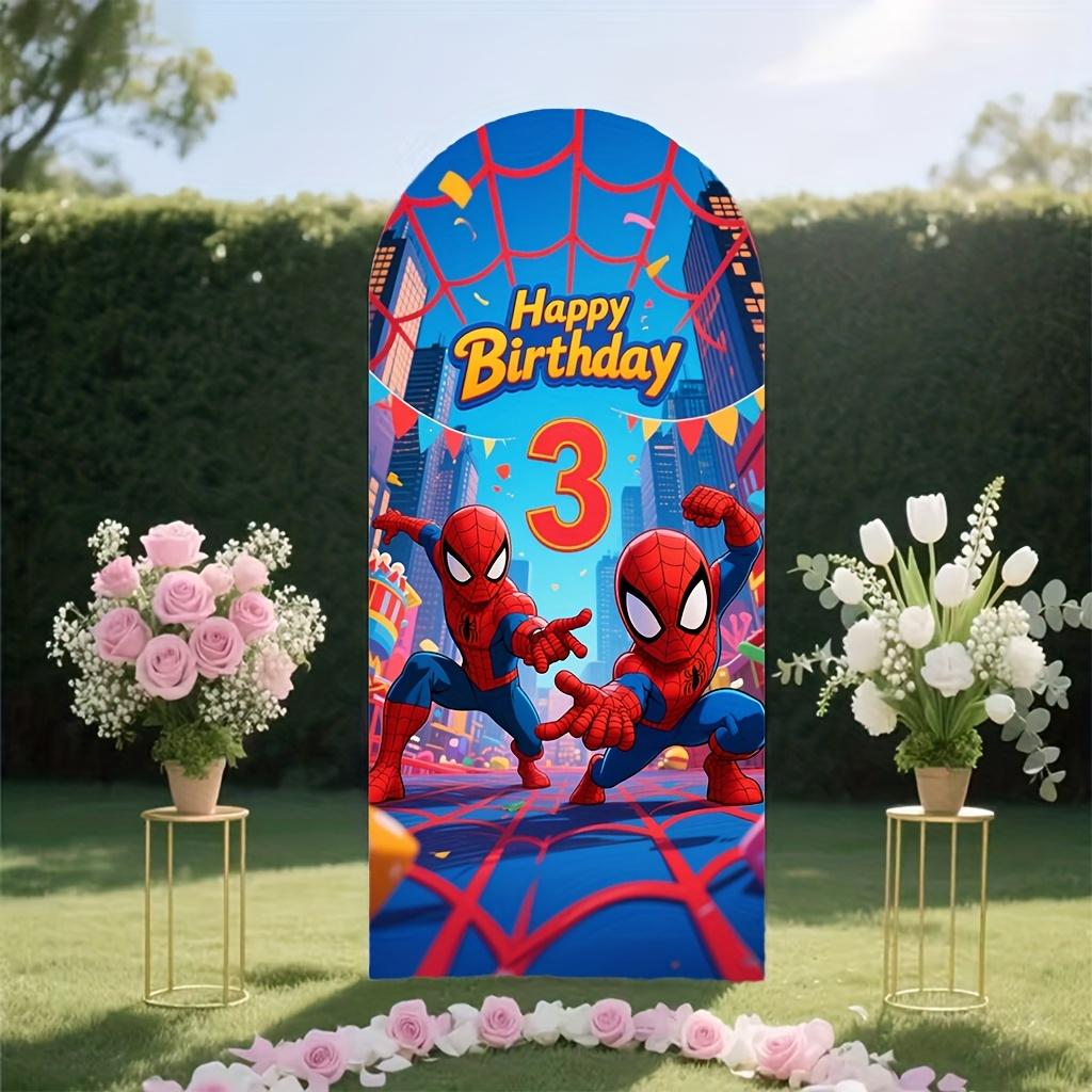 BEPAN Spiderman theme arched background customizable children's birthday party decoration background baby shower props stretch fabric
