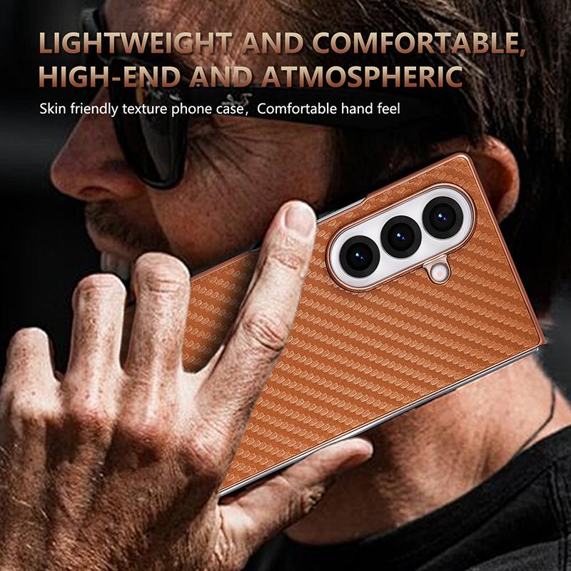 For Samsung Galaxy Z Fold 7 Case Luxury PU Plating Carbon Fiber Protective Back Cover Case For Samsung Z Fold 7 6 5 4 3 Shell
