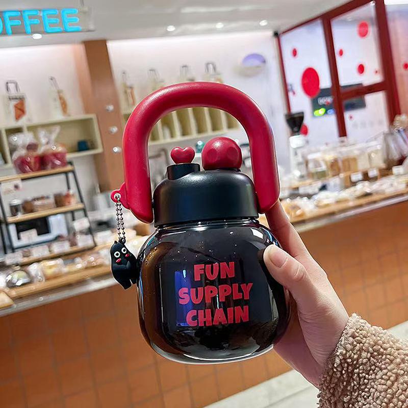 

Портативный стакан для воды большой емкости, пластиковый стакан с вишней и соломинкой, бутылка для воды, стакан с двойным питьем и бантиком, подарки