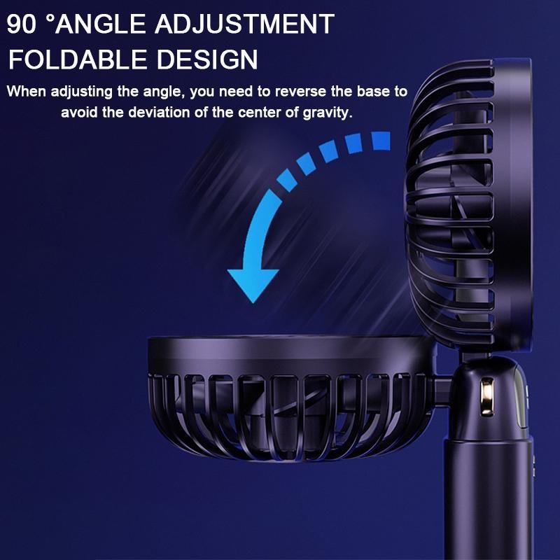 1PCS Mini Portable Fan With Smart LED Digital Display 5 Speed Adjustable Rechargeable Handheld Fan Mini Fan