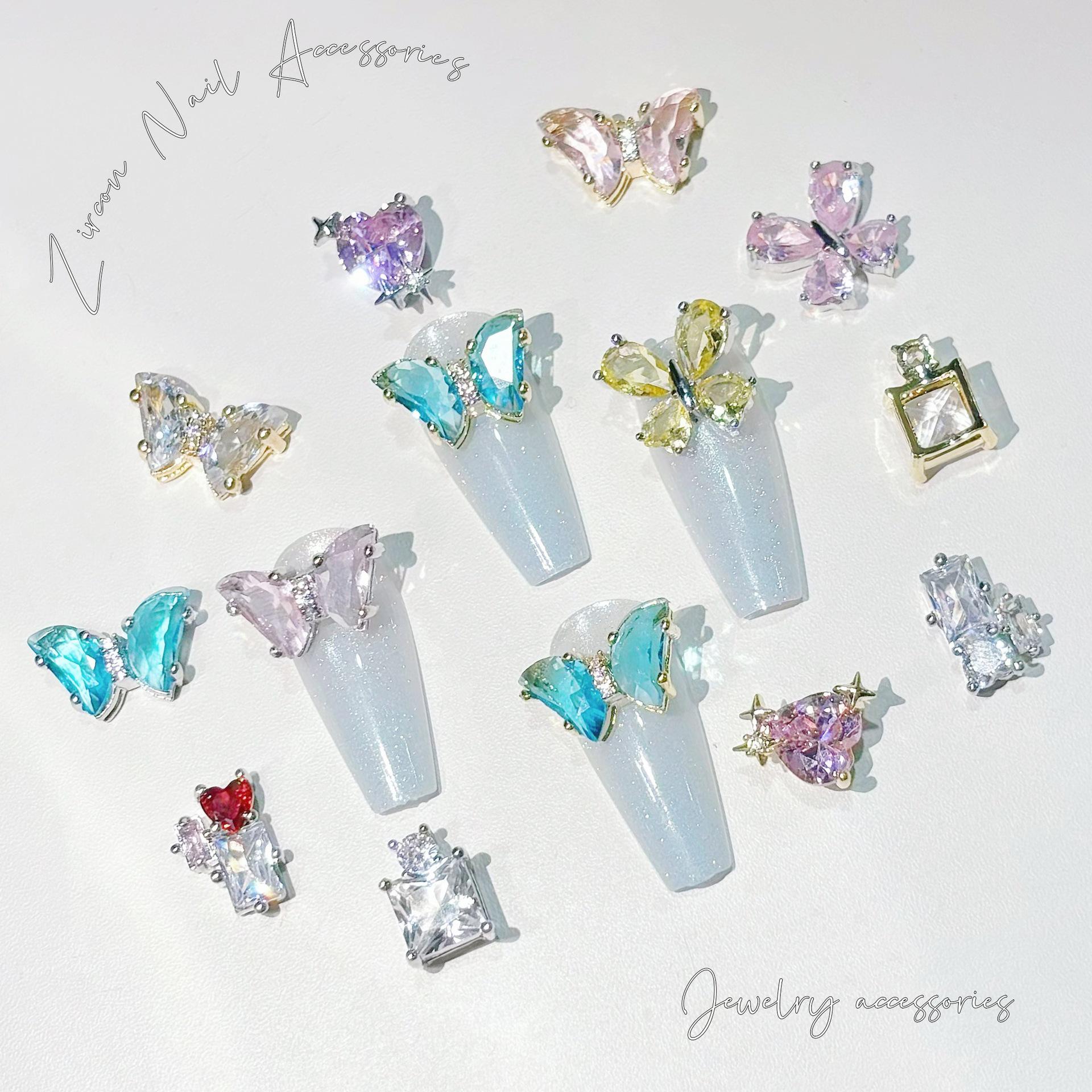 

Butterfly Chrome Hearts Zircon Autumn Nail Art Bow Accessories