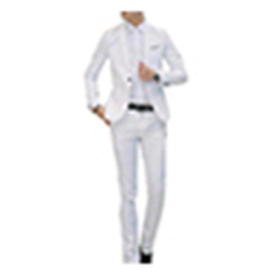 2Pcs Office Business Men Solid Color Lapel Long Sleeve Slim Blazer Pants