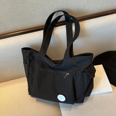 Women's Bag Large Capacity Shopping Tote Shoulder Bag Multiple Outer Pocket Student Daily Commute Zipper Handbag