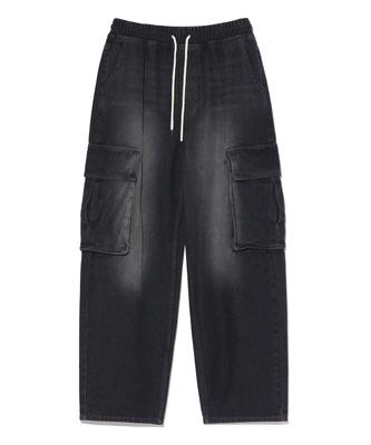 Loose Curved Cargo Denim Pants Lq6Du165_Black
