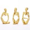Decorative Abstract Thinker Men Statue Set Of 3 Modern Art Showpiece Sculpture(Fantasy,Gold,13CmX6Cm) For Home Decor Living Room Bedroom