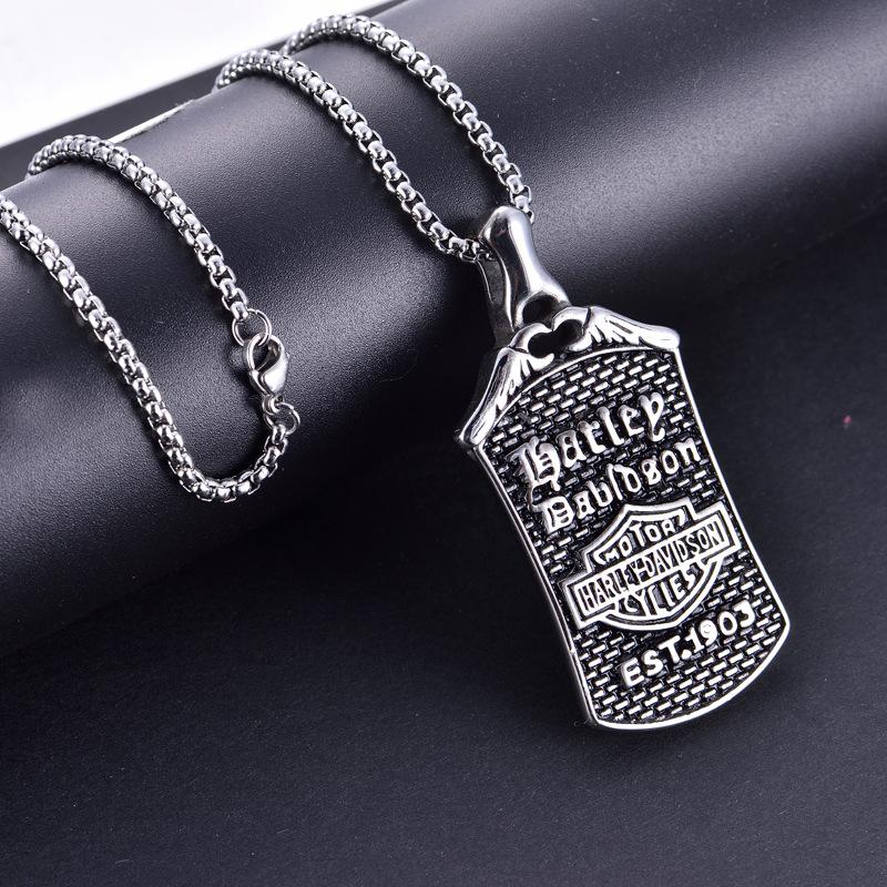 Vintage Motorcycle Pendant Square Men's Necklace