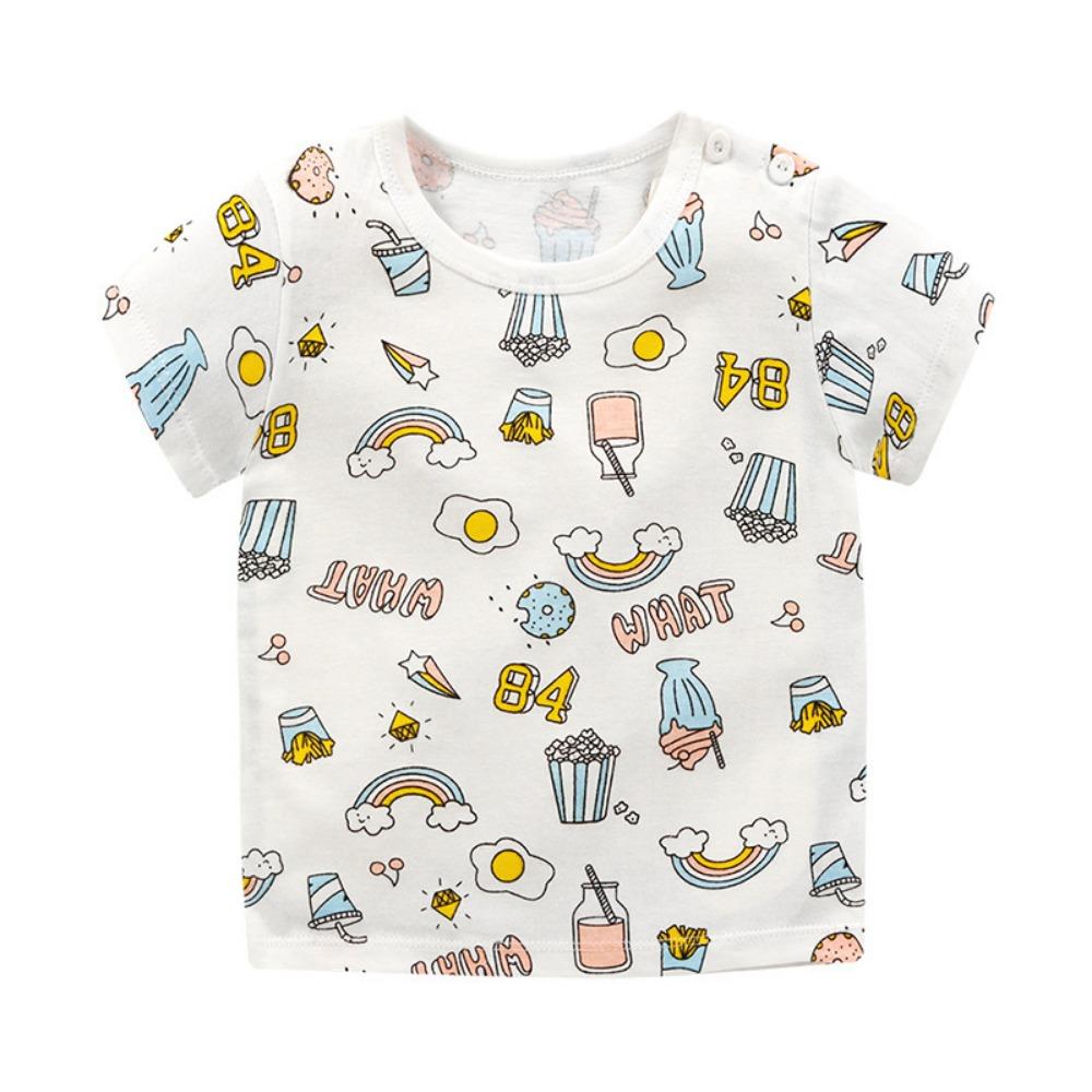 Summer boys and girls short sleeved cute printed loose T-shirt