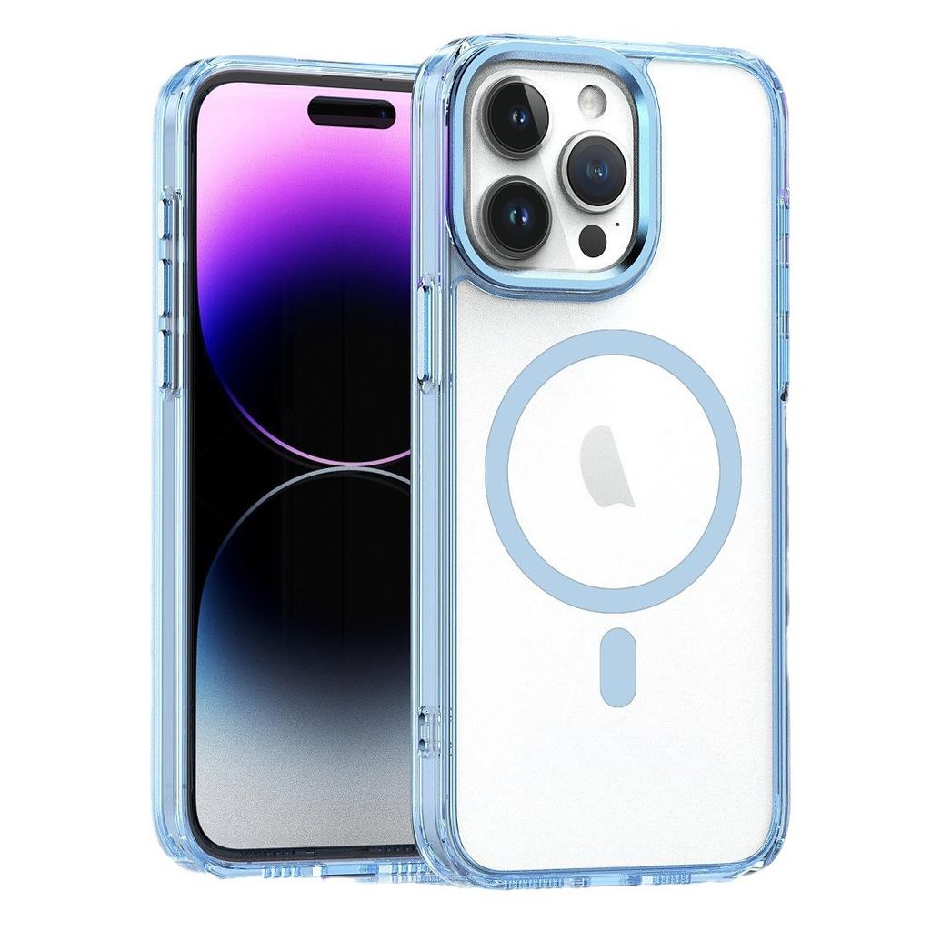 Applicable to iPhone16ProMax bright magnetic mobile phone case Apple 15plus high-transparency metal lens case