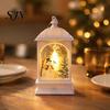Exquisite Gift for Friends Vintage Christmas Lantern Night Light, Rectangular Glowing Tabletop Decor Warm Atmosphere Light Mantel Party, Flameless LED