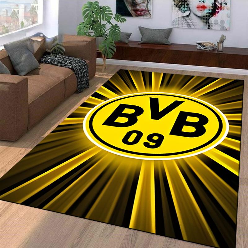 Yellow and Black Carpet with BVB 09 Logo and Radiant Design Suitable for Use As an Anti-slip for Living Room Bedroom Sofas