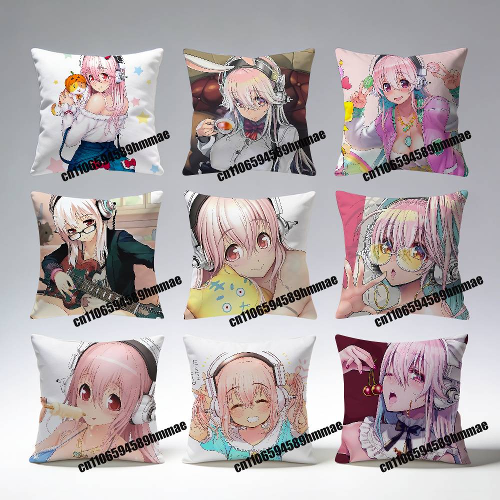 Cartoon Virtual Singer SSuper Sonico Throw Pillow Case Sham For xcm xcm Square Car Pillowcase Pad Cushion Cover