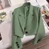 Černá zkrácená saka Dámský trend Všechny zápasy Klopový límec Zkrácená bunda Dámská Korejský šik Jednořadé sako