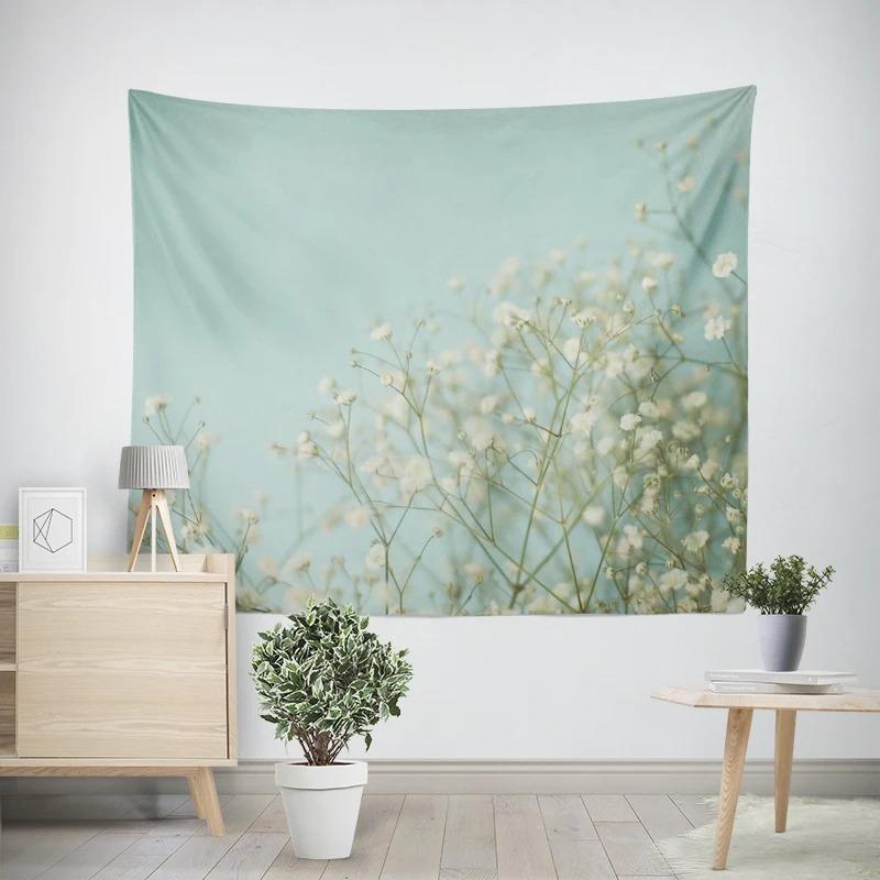 Aesthetic Bedroom Wall Modern Room Decoration Items Wall Hanging Art Large Fabric Tapestry Bohemian Retro Floral Leaves