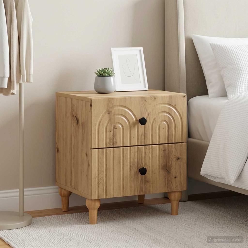 Nightstand 2 Pcs. Artisan Oak 43 X 34.5 X 48 Cm Engineered Wood