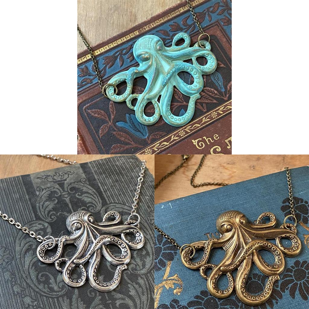 Fashion Octopus Pendant Necklace With Cross Chain For Men And Women