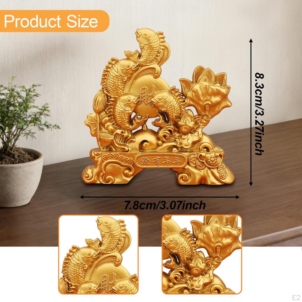 Feng Shui Wealth Fish Decor Animal Figurine Alloy Small Statue Decoration for Office
