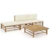 Day and Night - Day and Night Garden Furniture Set 4 Pieces Bamboo and Cream White Cushions