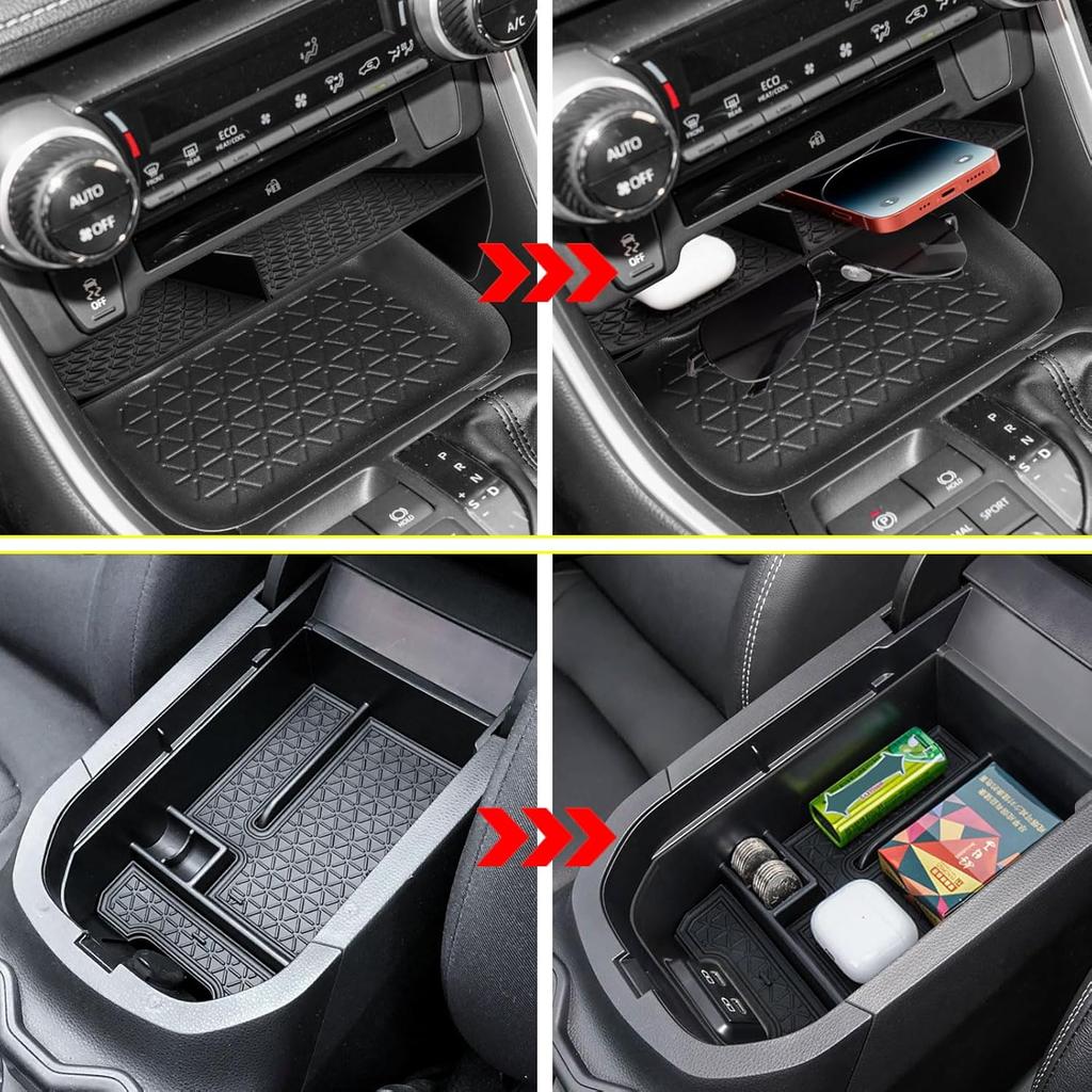 2PCS Center Console Organizer Tray and Armrest Storage Box Compatible with Toyota RAV4 2025 2024      ert Secondary Storage box Accessories
