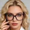 Fashion Leopard Print Eyewear Aesthetic Oversized Frame Clear Lens Specs Classic Square Optical Glasses Acetate Material