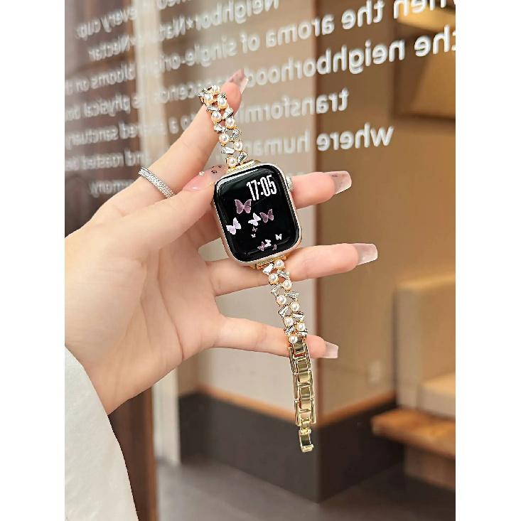 

New bling gorgeous metal Strap For Apple Watch band women 40mm 41mm 38mm 42mm 44mm 45mm 46mm starp S10 S11 46MM золотий