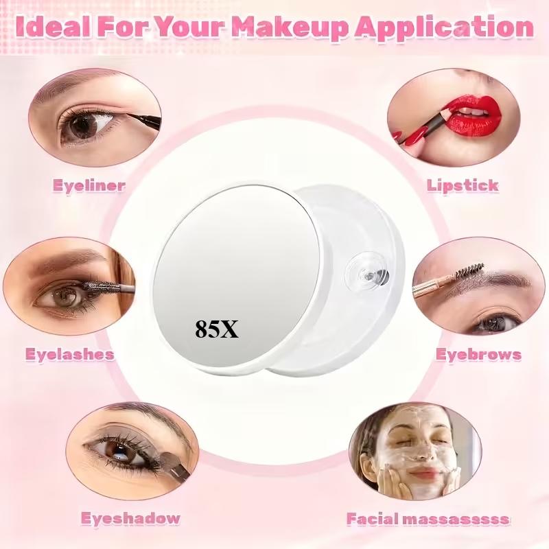 10x Magnifying Makeup Mirror, Portable Black Wall-Mounted Mirror with Dual Suction Cups,Compact Travel Dressing Mirror for Women