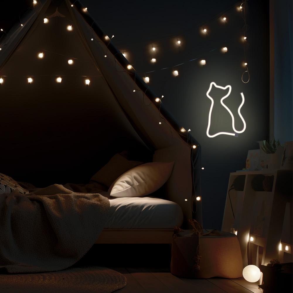 Neon Led Kot Ciepły Biały Bat + Usb Flne03 Forever Light