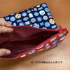Kyosuke Made in Japan Large Cotton Pouch for Cosmetics and 23 x Small Item Cat and Dish Red Makeup, Approx. 13.5cm, Travel, Storage, Gusseted, Design,