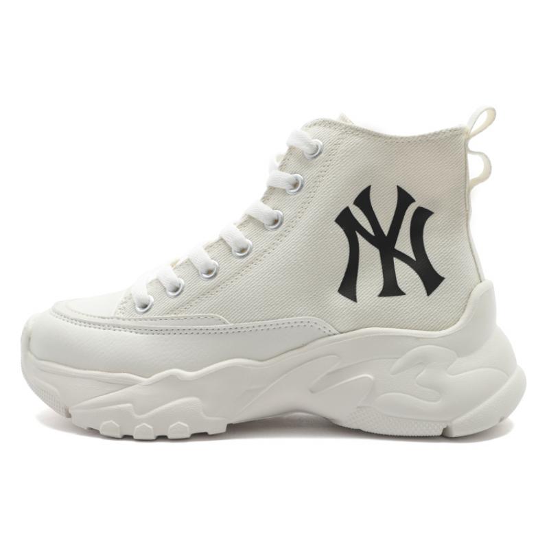 MLB Chunky High New York Yankees Износостойкие Увеличивающие Рост Высокие Кеды Унисекс Белые Кроссовки 3ASHUL12N-50WHS