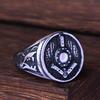 Vintage Wikinger Vegvisir Kompass Ringe für Herren Edelstahl Nordisch Odin Rabe Amulett Runenring Biker Schmuck