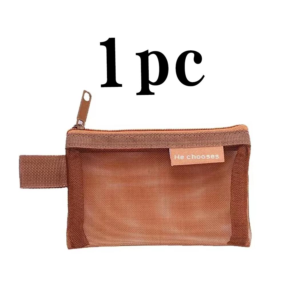 Mini Square Mesh Storage Bag Portable Money Earphone Data Cable Chargers Bag ID Credit Card Holder Zipper Pouch Travel Organizer