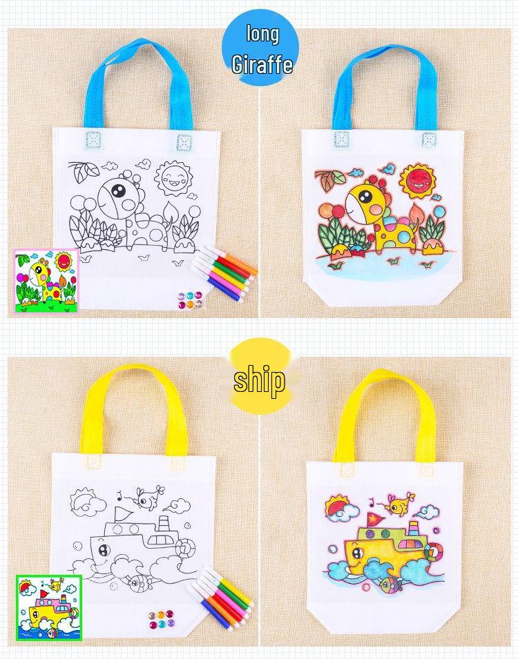 Children's DIY Graffiti Tote Bag – Eco-friendly Non-woven Art Bag for Creative Kindergarten Projects