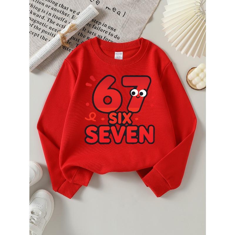 Kids Sweatshirt,Six Seven Number Fun Design Crew Neck Fashion Sweatshirt, Autumn and Winter Top,Soft Cotton Sweatshirt