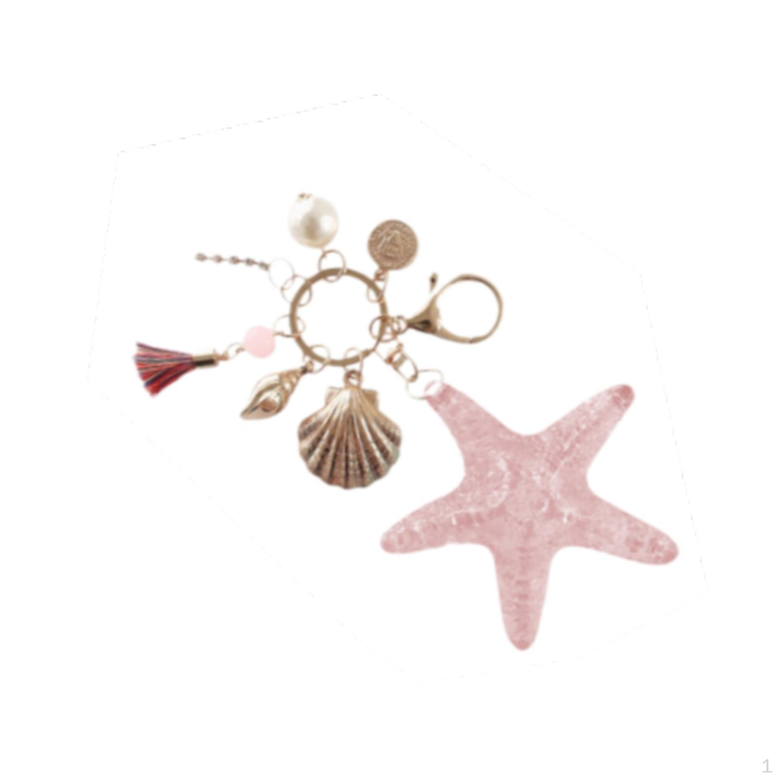 

Брелок в виде морской звезды в подарок друзьям, подвеска для сумки, украшение для рюкзака розовый