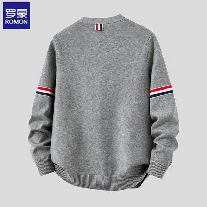 Luomeng Men's V-Neck Color-Block Knit Cardigan