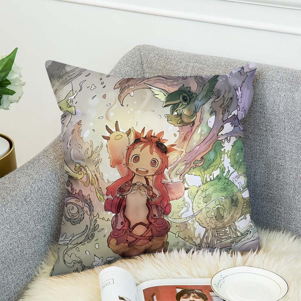 M-Made In Abyss Pillow Case For Car Sofa Decorative Home Double-sided Print Plush Square Throw Pillow Cushion Cover