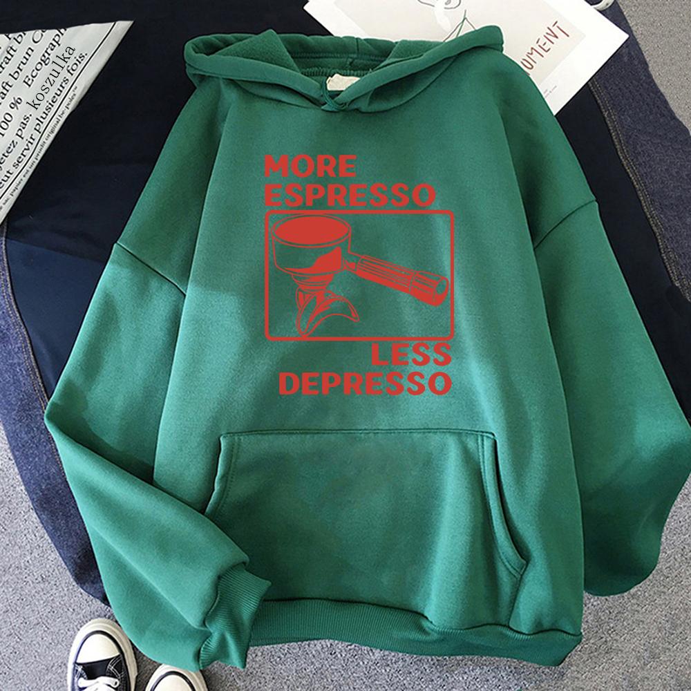 More Espresso Less Depresso Espresso Machine Hoodie Coffee Lover Women/men Hoodies Harajuku Unisex Fleece Pullover Sweatshirt
