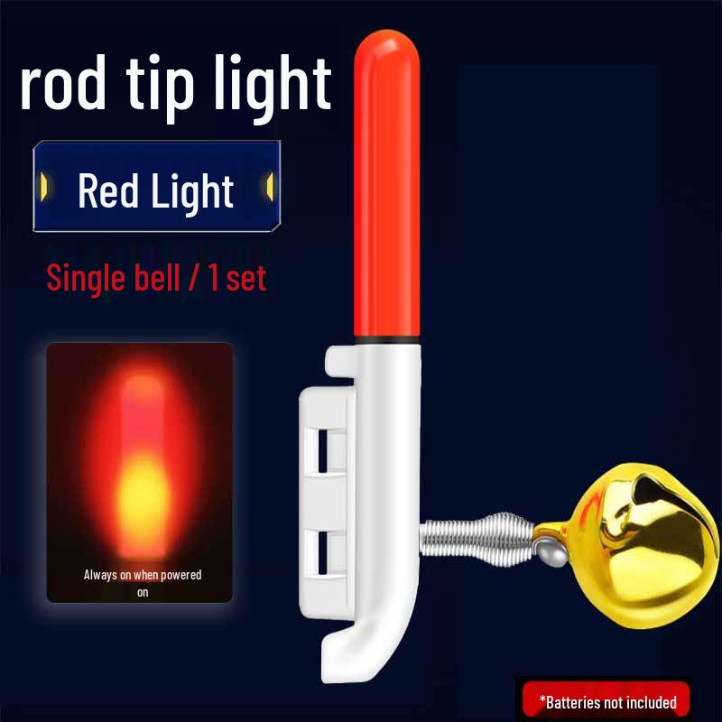 Night Fishing LED Rod Tip Light with Copper Bell - Sea Rod Alarm and Glow Sensor
